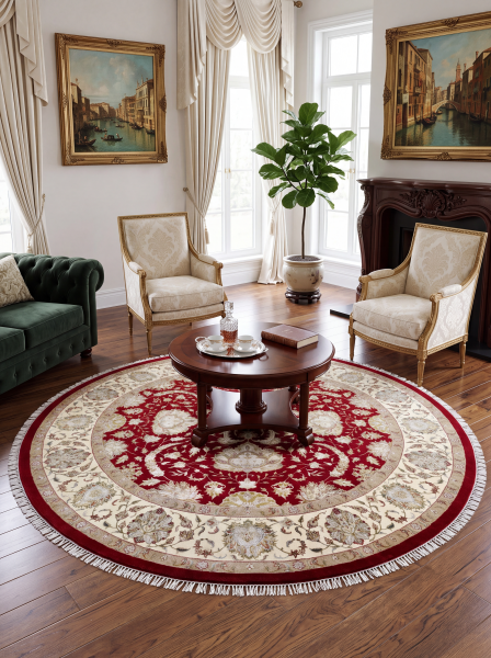 Ковер 2,47х2,47 Indien Orient floral beige red round