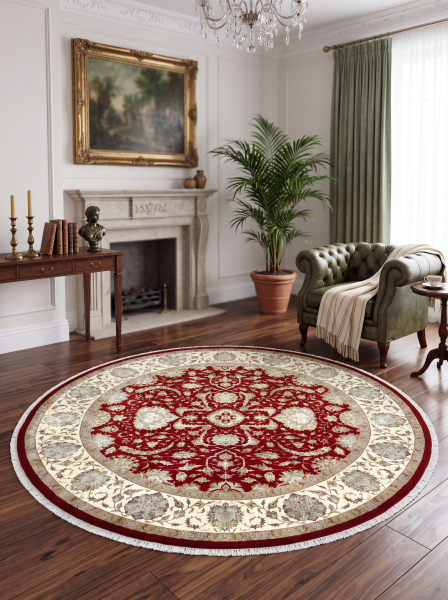 Ковер 2,47х2,47 Indien Orient floral beige red round